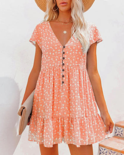 Floral V-Neck Casual Dress