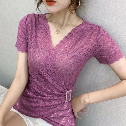 Chic Lace V-Neck Blouse