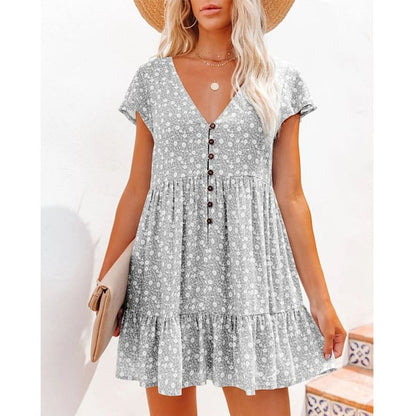 Floral V-Neck Casual Dress