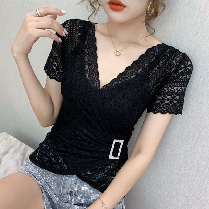 Chic Lace V-Neck Blouse