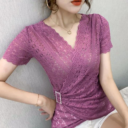 Chic Lace V-Neck Blouse