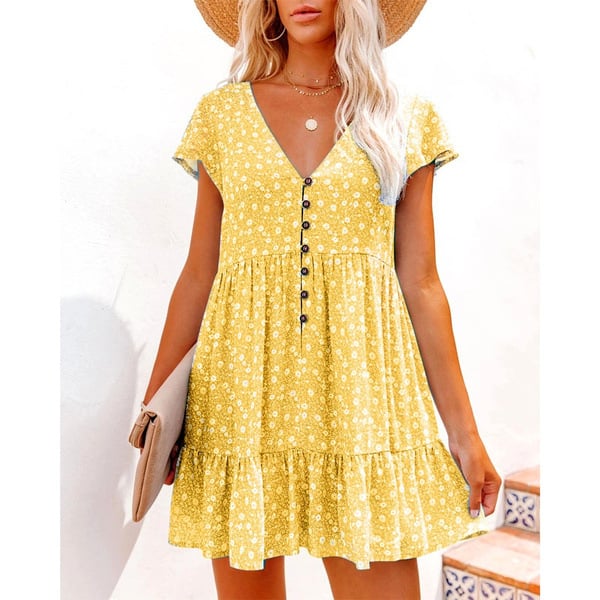 Floral V-Neck Casual Dress